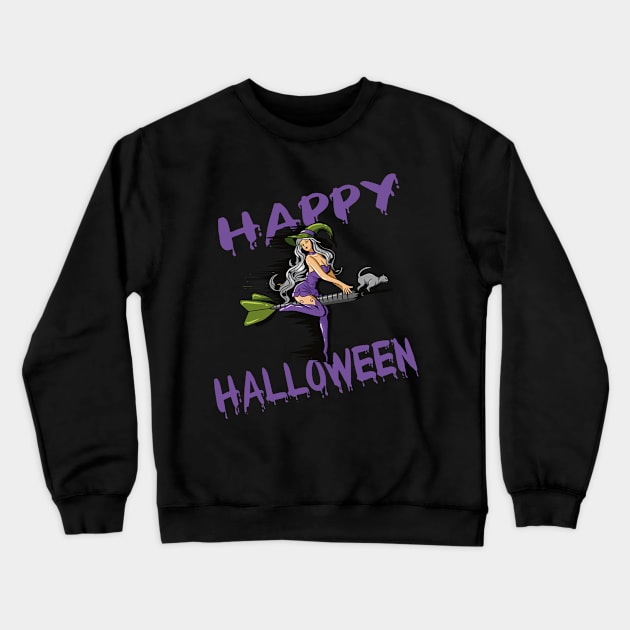 Happy Halloween Witch on Darts Costume Gift Crewneck Sweatshirt by Luxara